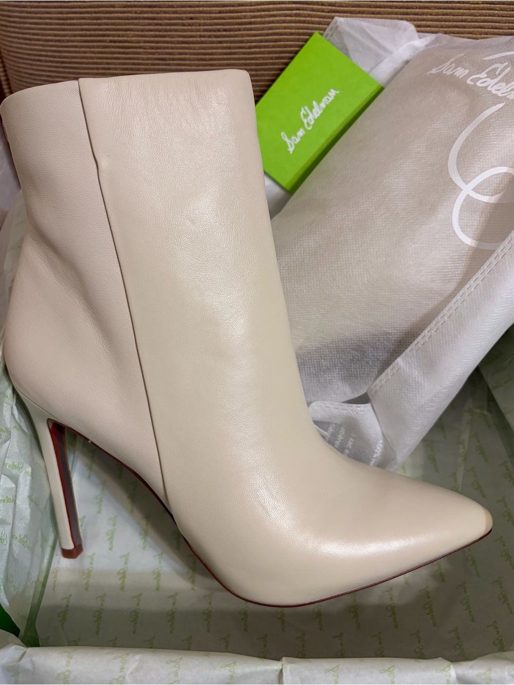 NWT Sam Edelman Wrenley Ivory Stiletto Pointed Toe Ankle Bootie-Sizes 10 & 10.5
